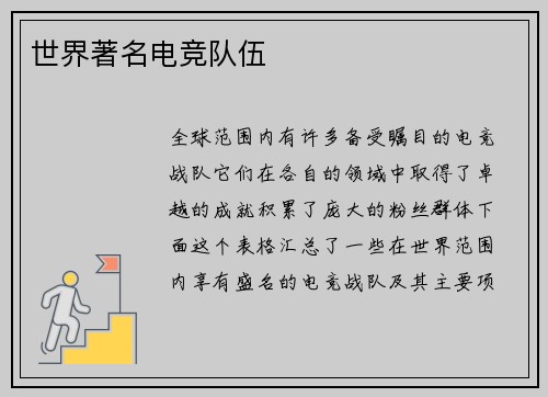 世界著名电竞队伍